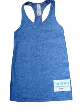 Ivivva by Lululemon🍋 Keep Ur Cool Racer Colours tank top blue size 7